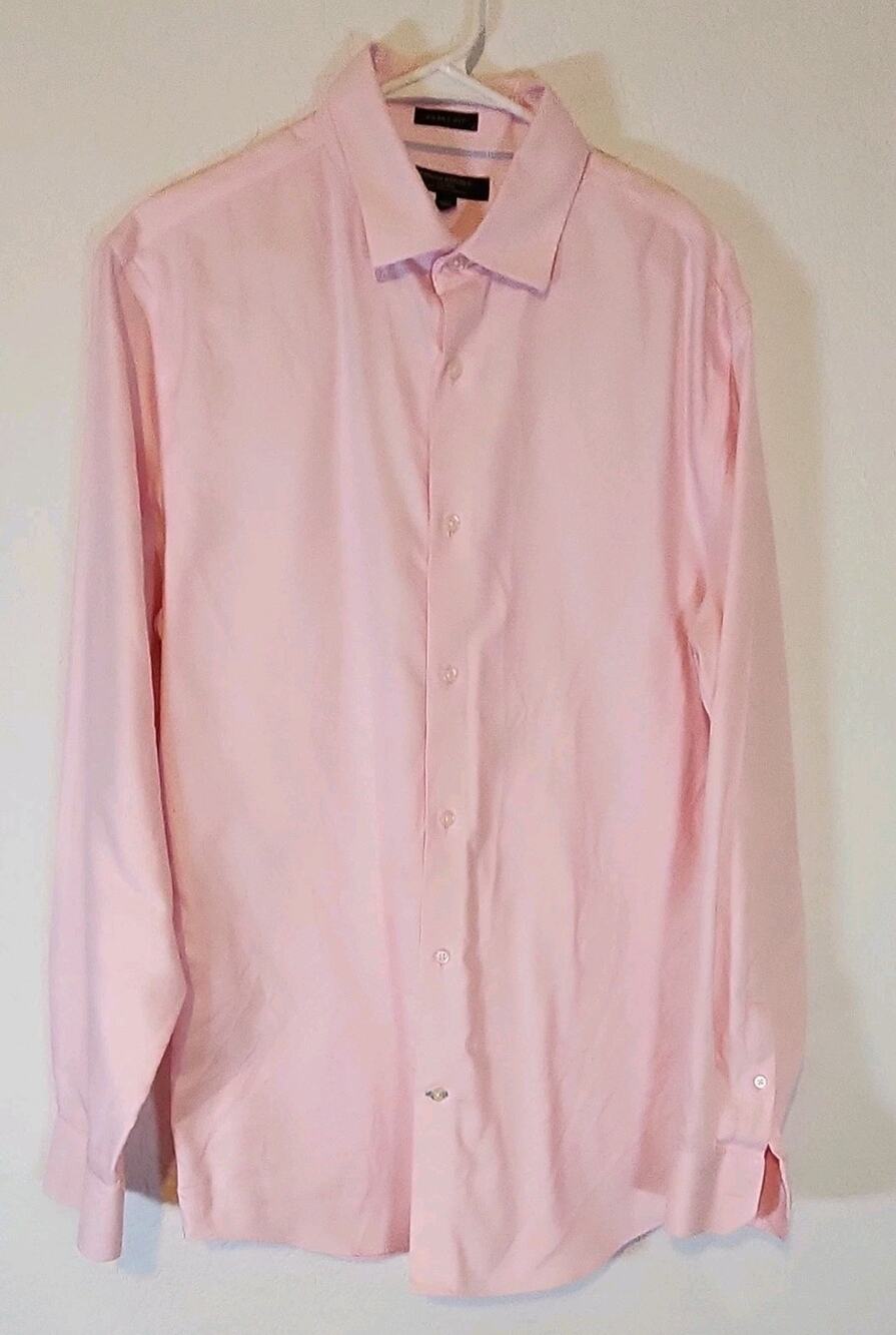 Banana Republic Grant Fit Pink Non-Iron Men's Dress Shirt L‎ 16-16.5 34/35